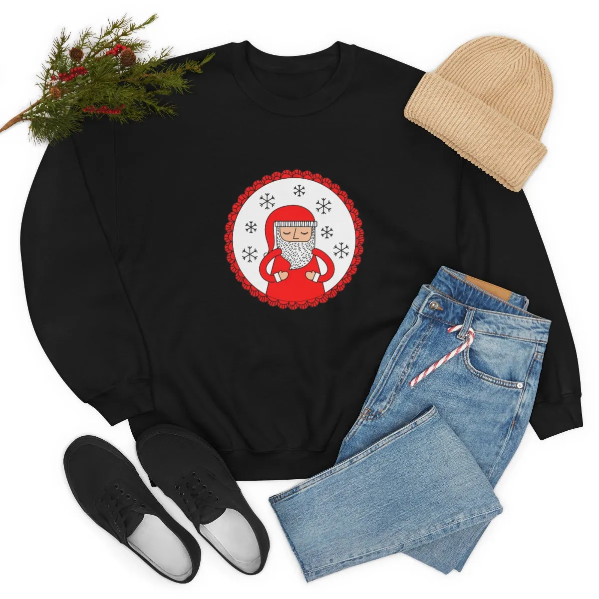 Minimalist Santa Claus Sweatshirt, Santa Sweatshirt, Trendy Noel Minimalist Christmas Sweatshirt, Xmas Santa Crewneck Top, Red Holiday Top