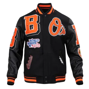 MLB BALTIMORE ORIOLES MASHUP MEN'S RIB WOOL VARSITY JACKET (BLACK/ORANGE)