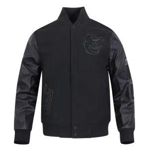 MLB BALTIMORE ORIOLES TRIPLE BLACK MEN'S MEN'S WOOL VARSITY JACKET (TRIPLE BLACK)