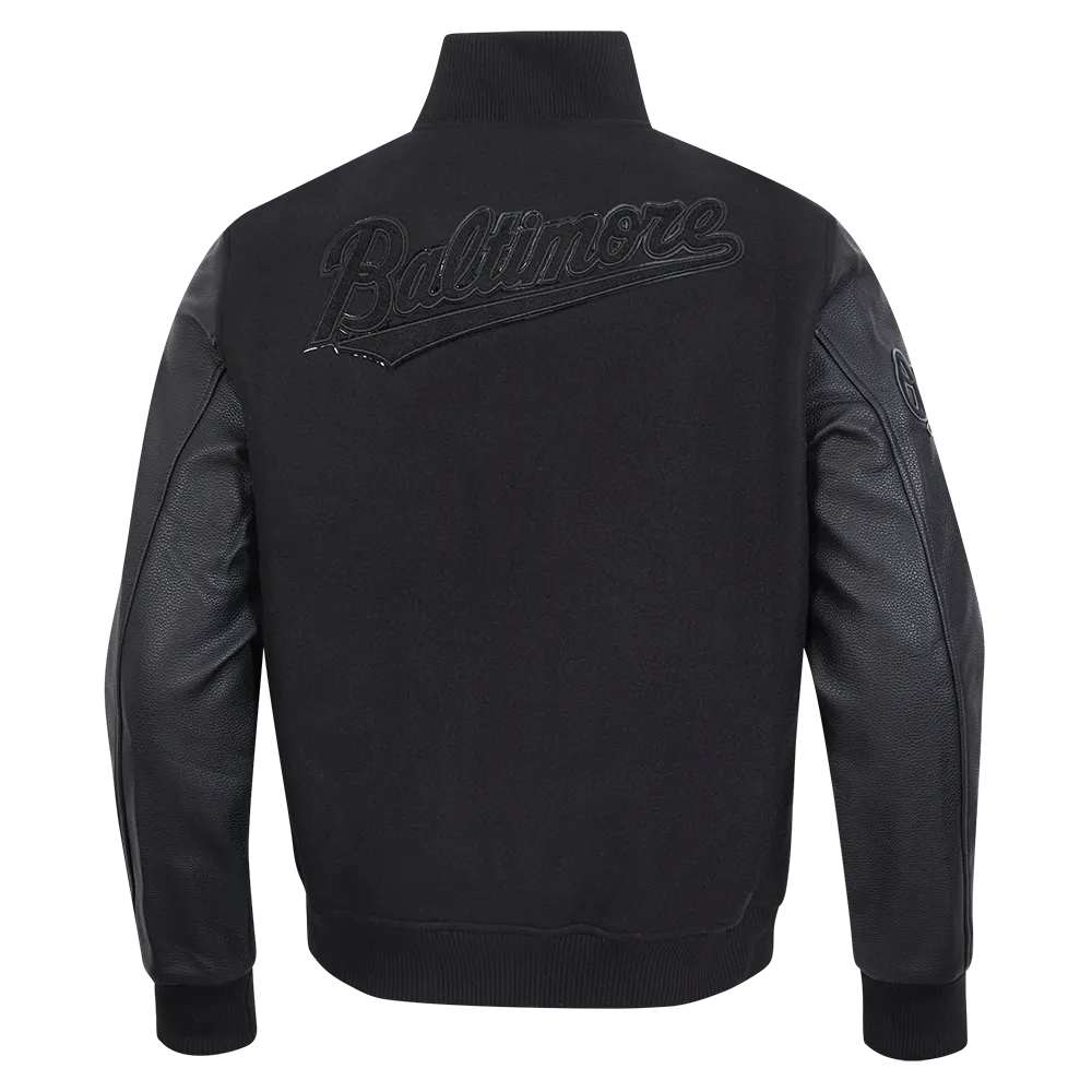 MLB BALTIMORE ORIOLES TRIPLE BLACK MEN'S MEN'S WOOL VARSITY JACKET (TRIPLE BLACK)