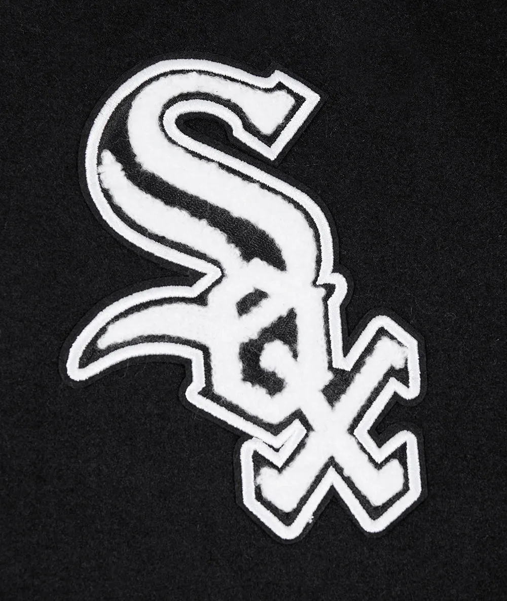 MLB CHICAGO WHITE SOX SCRIPT TAIL WOMEN'S WOOL VARSITY JACKET (BLACK/GRAY)