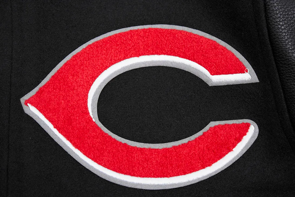 MLB CINCINNATI REDS MASHUP MEN'S RIB WOOL VARSITY JACKET (BLACK/RED/BLACK)