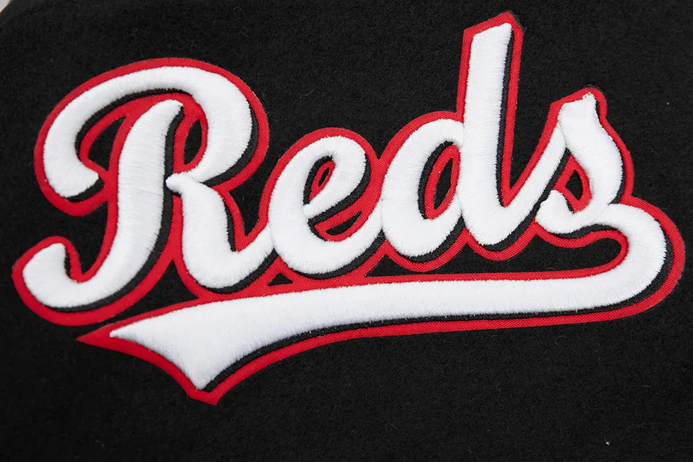 MLB CINCINNATI REDS MASHUP MEN'S RIB WOOL VARSITY JACKET (BLACK/RED/BLACK)