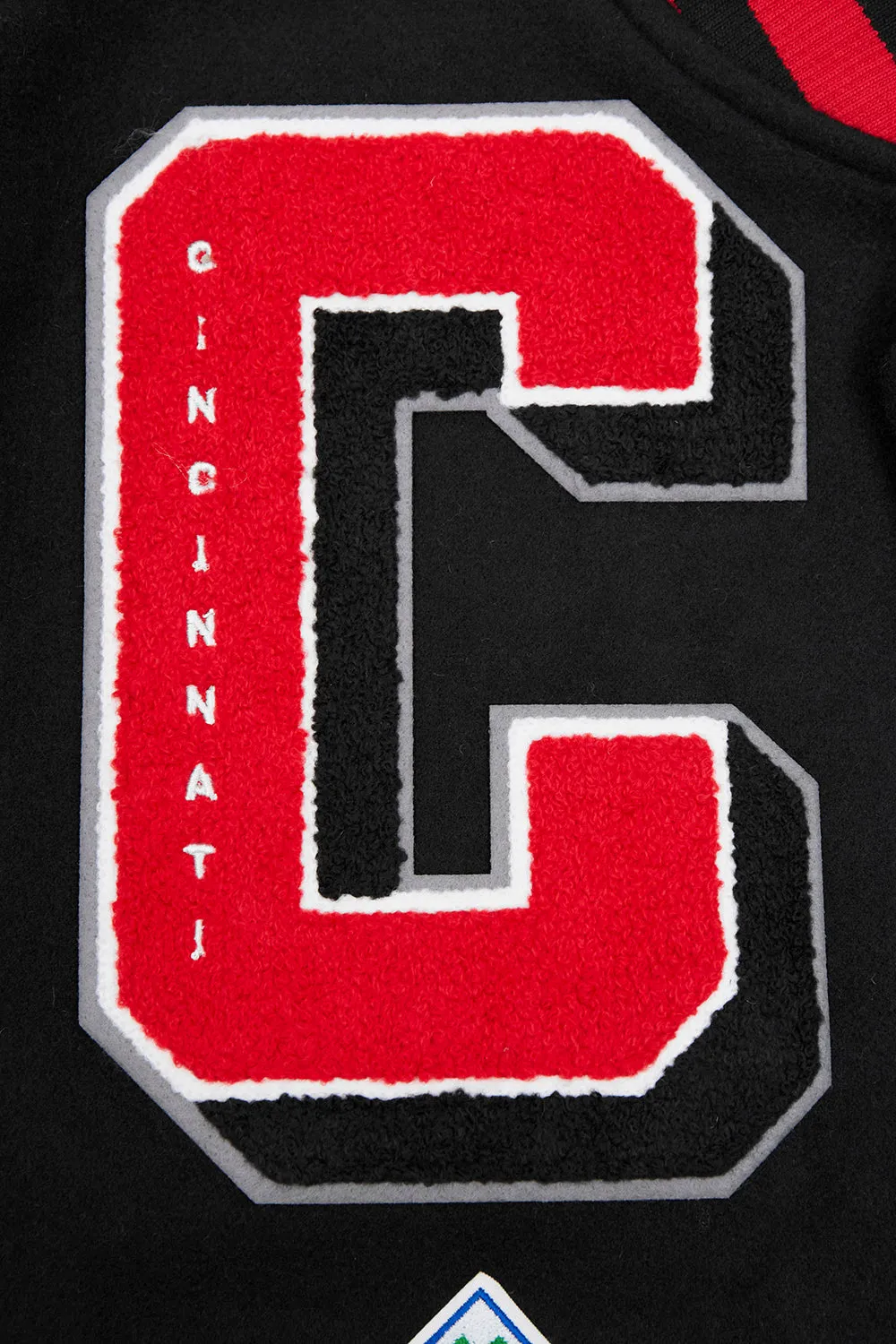MLB CINCINNATI REDS MASHUP MEN'S RIB WOOL VARSITY JACKET (BLACK/RED/BLACK)