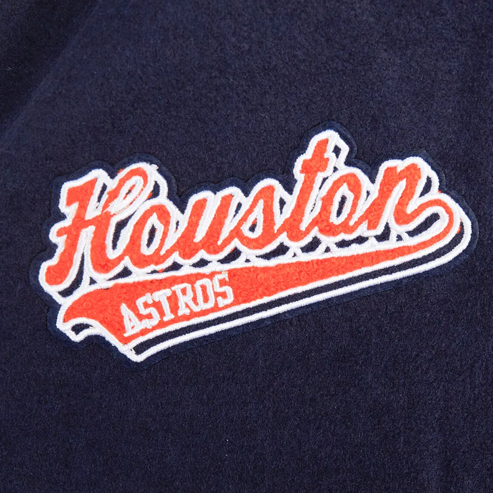 MLB HOUSTON ASTROS SCRIPT TAIL WOMEN'S WOOL VARSITY JACKET (MIDNIGHT NAVY/ORANGE/MIDNIGHT NAVY)