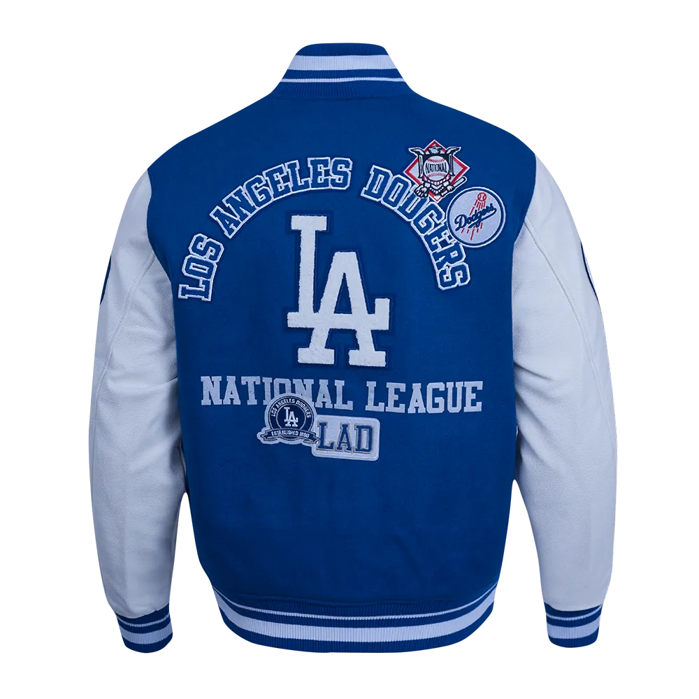 MLB LOS ANGELES DODGERS AREA CODE MEN'S RIB WOOL VARSITY JACKET (DODGER BLUE/WHITE)