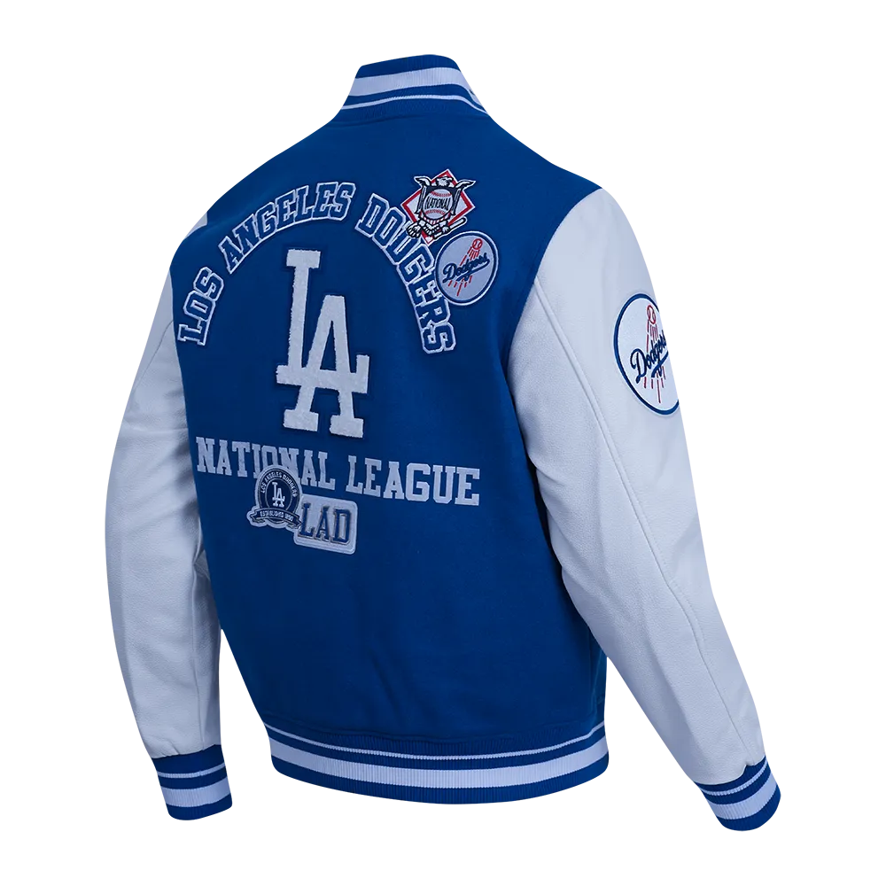 MLB LOS ANGELES DODGERS AREA CODE MEN'S RIB WOOL VARSITY JACKET (DODGER BLUE/WHITE)