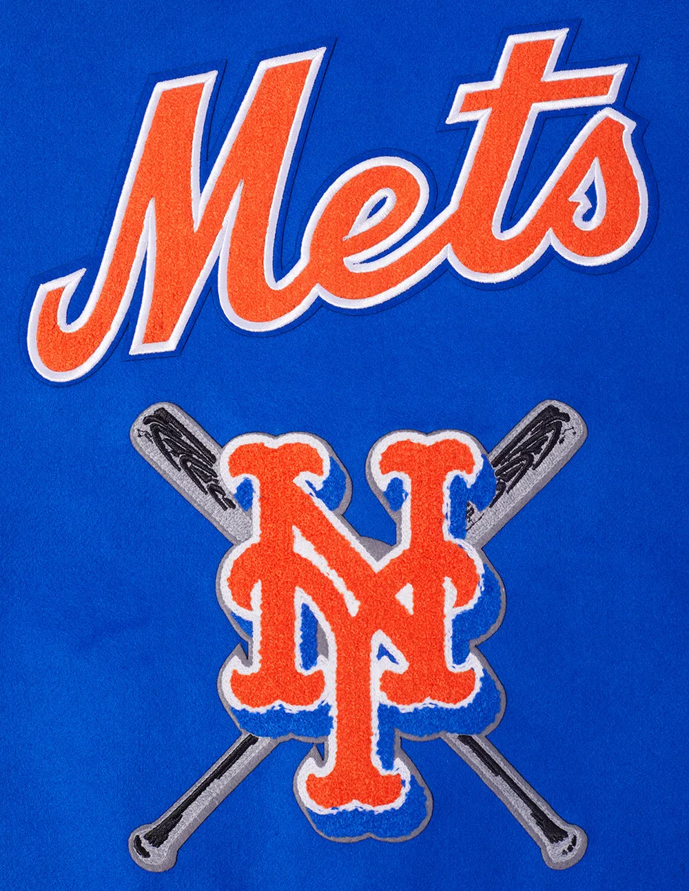 MLB NEW YORK METS MASHUP WOMEN'S RIB WOOL VARSITY JACKET (ROYAL/ORANGE/ROYAL)