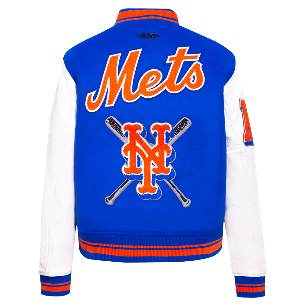 MLB NEW YORK METS MASHUP WOMEN'S RIB WOOL VARSITY JACKET (ROYAL/ORANGE/ROYAL)