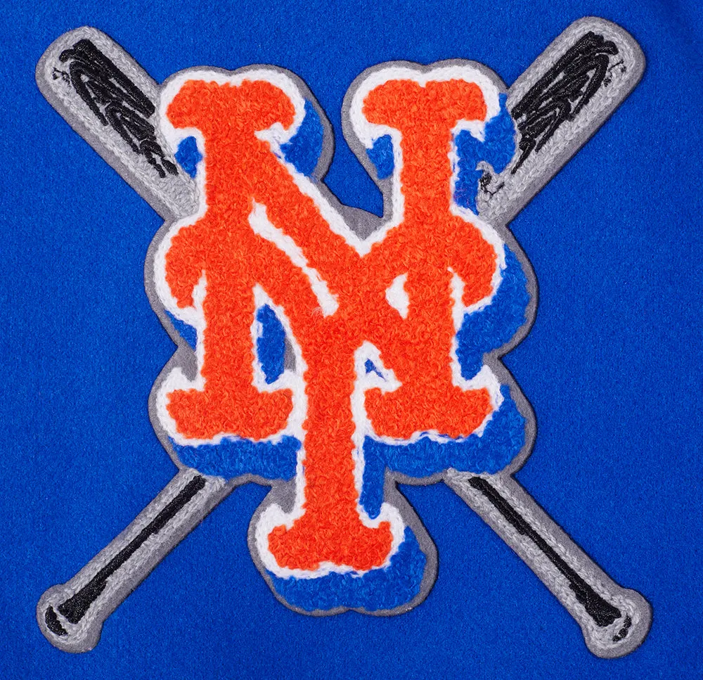 MLB NEW YORK METS MASHUP WOMEN'S RIB WOOL VARSITY JACKET (ROYAL/ORANGE/ROYAL)