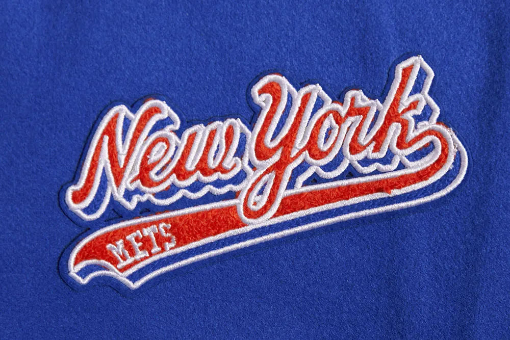 MLB NEW YORK METS SCRIPT TAIL WOMEN'S WOOL VARSITY JACKET (ROYAL/ORANGE/ROYAL)