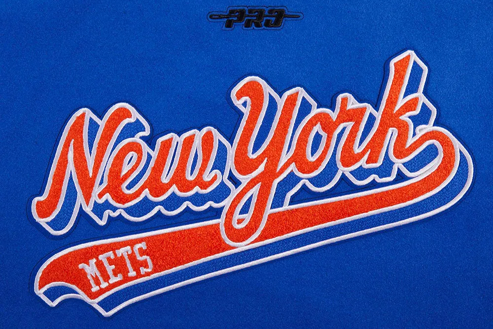 MLB NEW YORK METS SCRIPT TAIL WOMEN'S WOOL VARSITY JACKET (ROYAL/ORANGE/ROYAL)