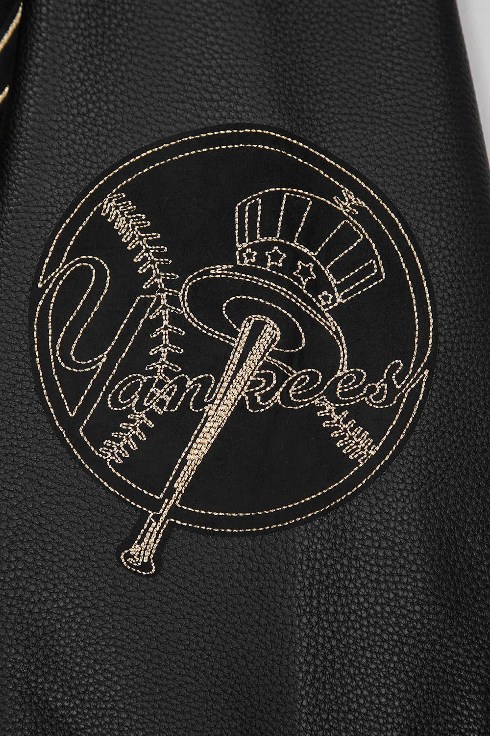 MLB NEW YORK YANKEES BLACK & GOLD MEN'S WOOL VARSITY JACKET (JET BLACK)