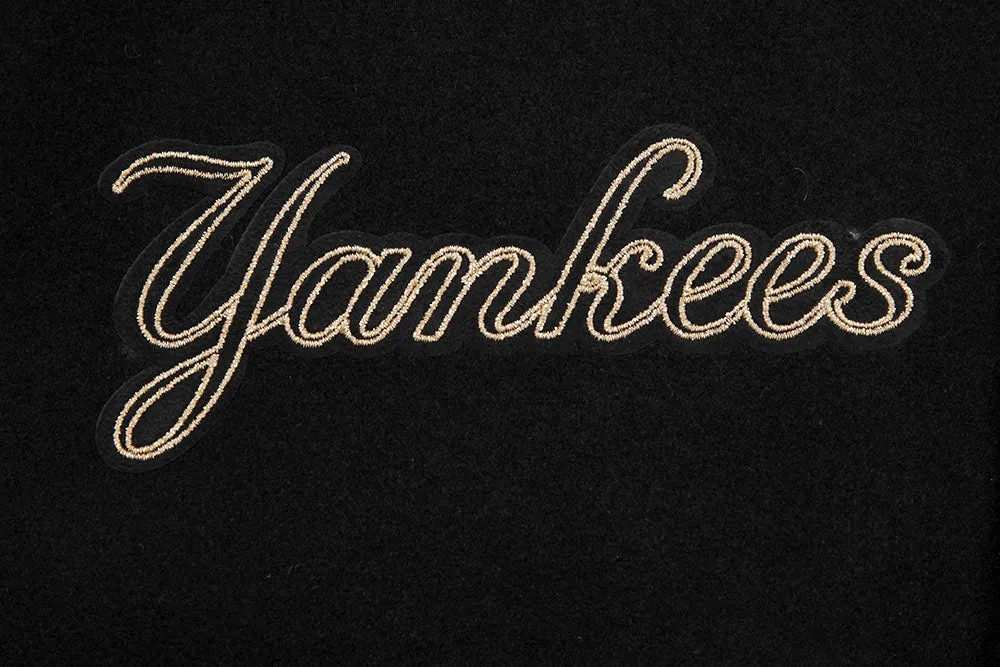 MLB NEW YORK YANKEES BLACK & GOLD MEN'S WOOL VARSITY JACKET (JET BLACK)