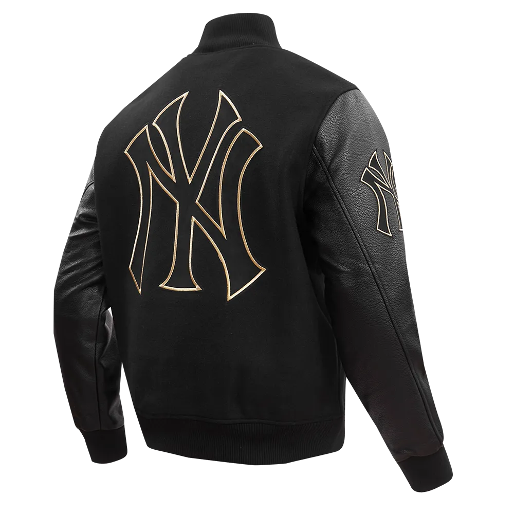 MLB NEW YORK YANKEES BLACK & GOLD MEN'S WOOL VARSITY JACKET (JET BLACK)