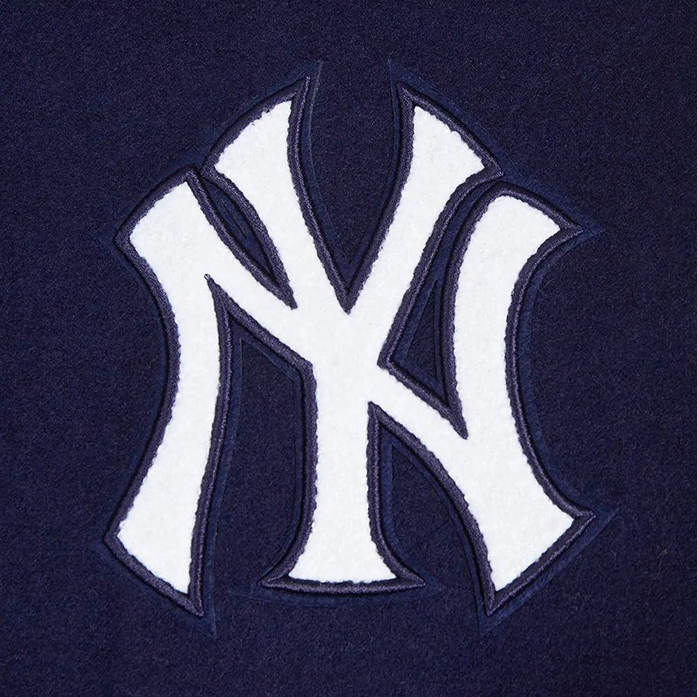 MLB NEW YORK YANKEES SCRIPT TAIL WOMEN'S WOOL VARSITY JACKET (MIDNIGHT NAVY/WHITE)