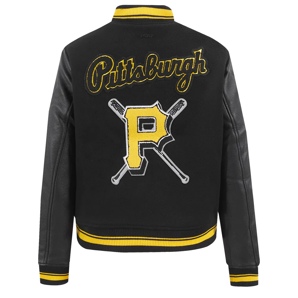 MLB PITTSBURGH PIRATES MASHUP WOMEN'S RIB WOOL VARSITY JACKET (BLACK/YELLOW)