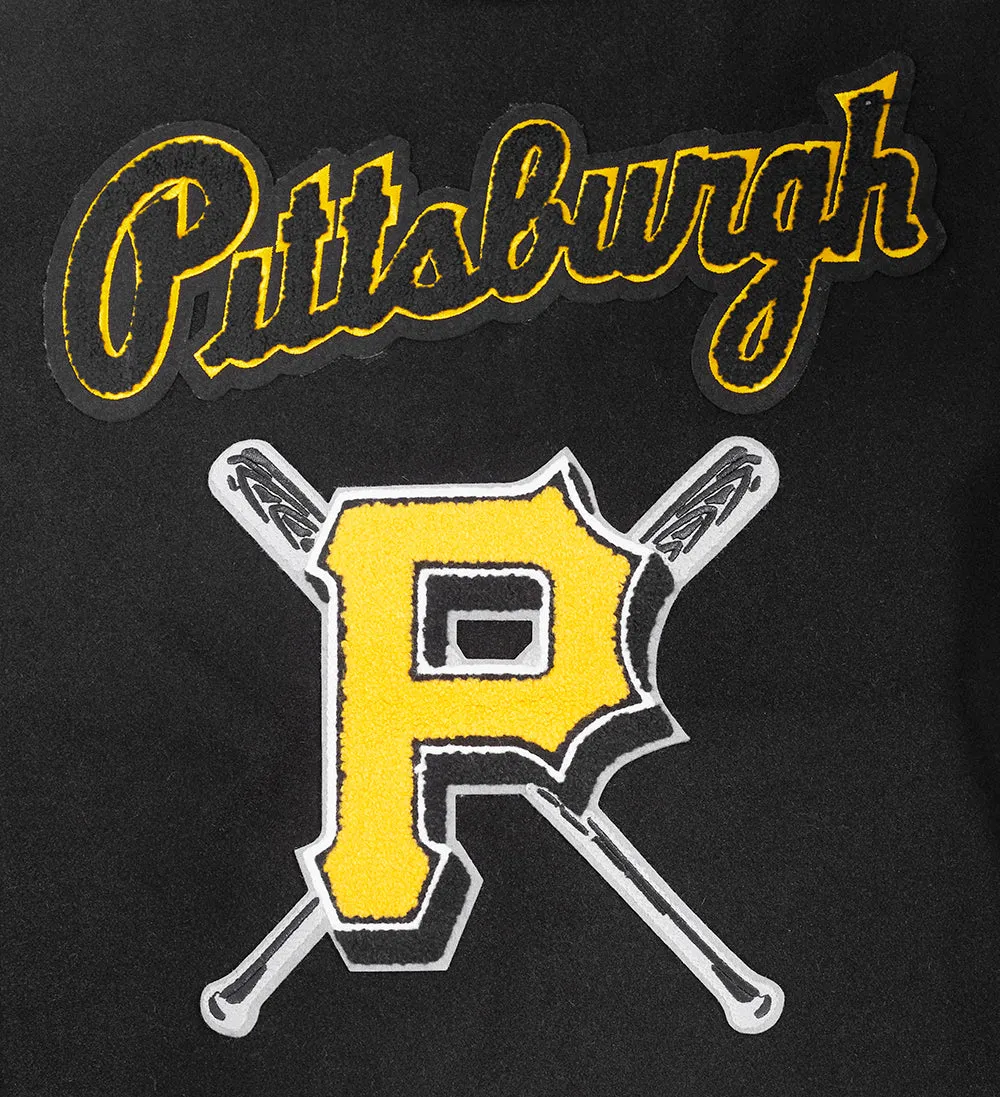 MLB PITTSBURGH PIRATES MASHUP WOMEN'S RIB WOOL VARSITY JACKET (BLACK/YELLOW)