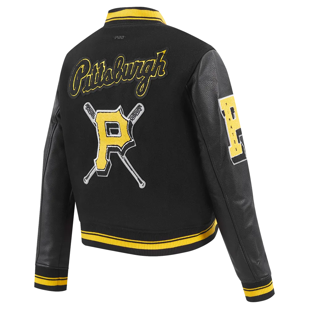 MLB PITTSBURGH PIRATES MASHUP WOMEN'S RIB WOOL VARSITY JACKET (BLACK/YELLOW)