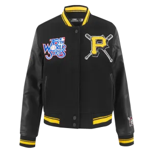 MLB PITTSBURGH PIRATES MASHUP WOMEN'S RIB WOOL VARSITY JACKET (BLACK/YELLOW)
