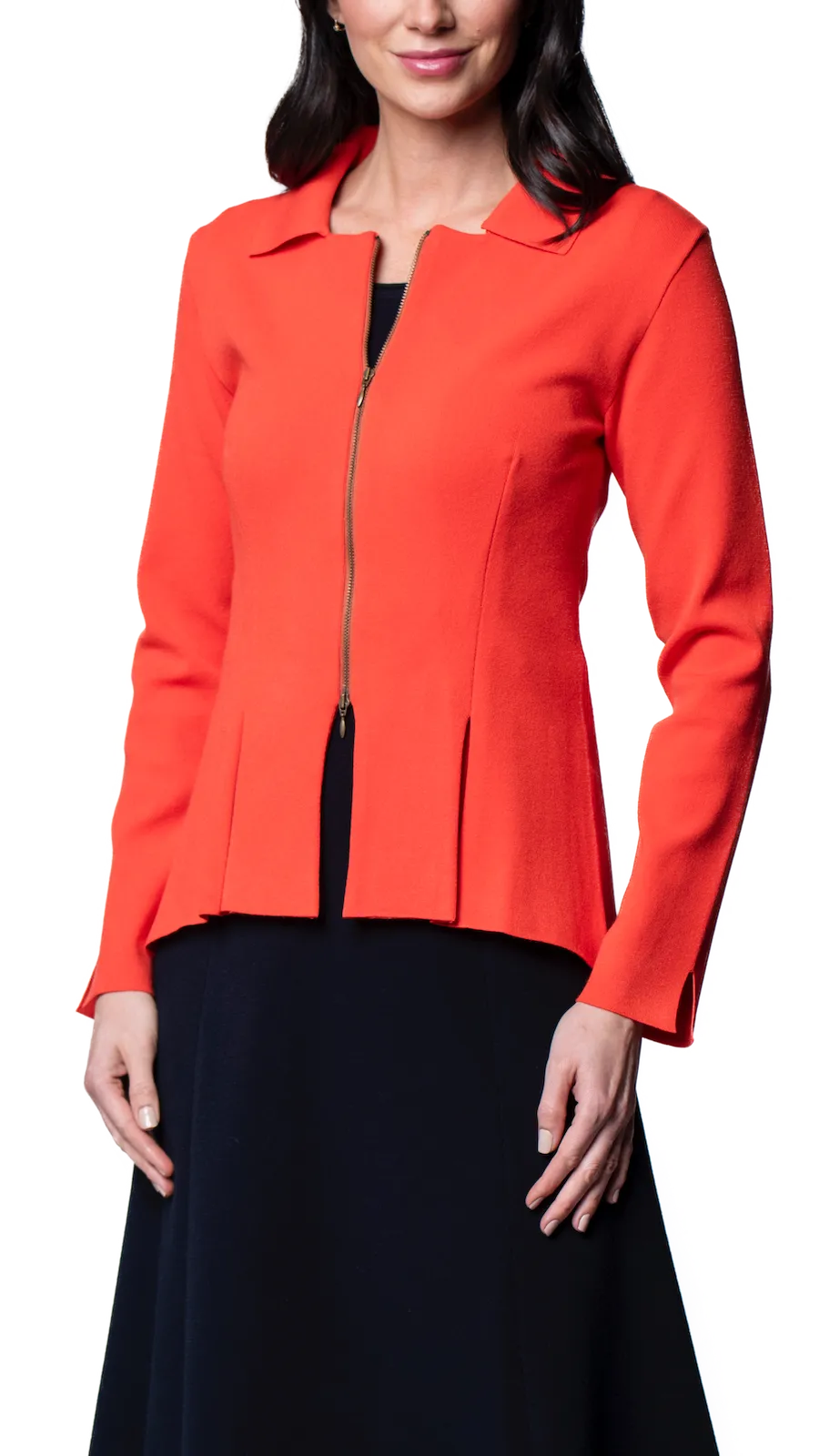 Nikkie Flat-Knit Zip Jacket ; Bright Orange