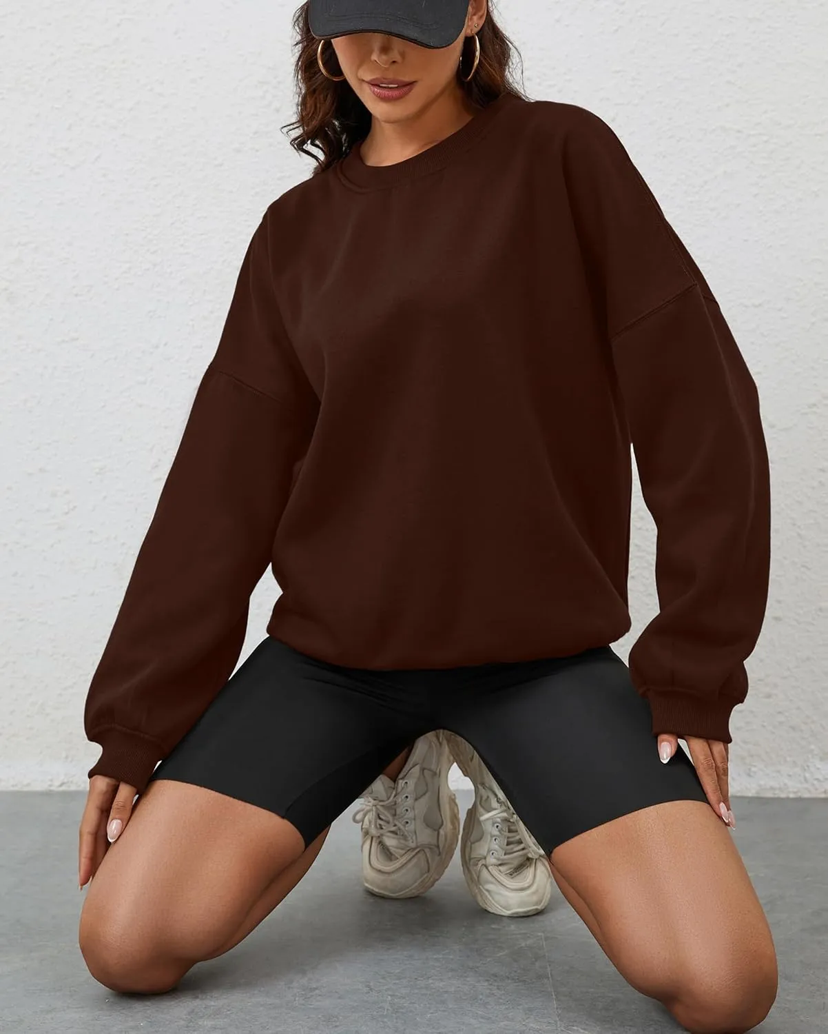 Oversized Sweatshirt Pullover For Women Crew Neck Drop Shoulder Loose Fit Sweater Y2K Shirt 2024 Clothes