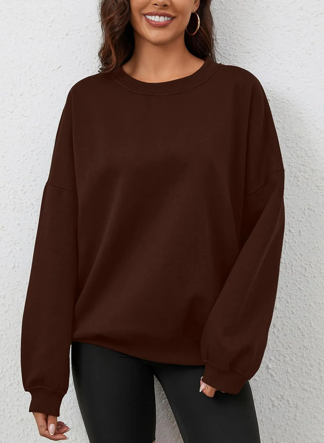 Oversized Sweatshirt Pullover For Women Crew Neck Drop Shoulder Loose Fit Sweater Y2K Shirt 2024 Clothes