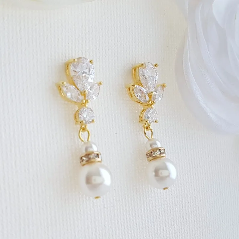 Pearl Bridal Earrings Silver- Nicole