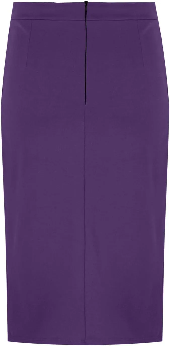 Pencil Skirts for Women Solid Elastic High Waist Below Knee Bodycon Skort Casual Business Office Work Slim Fit Skirt