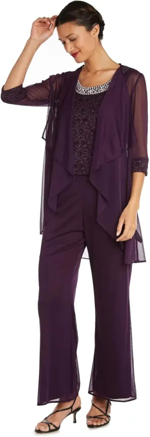 R&M Richards Womens Petites 3PC Lace Trim Pant Outfit