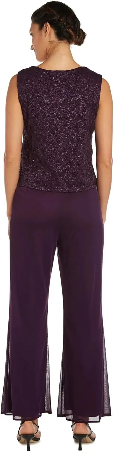 R&M Richards Womens Petites 3PC Lace Trim Pant Outfit