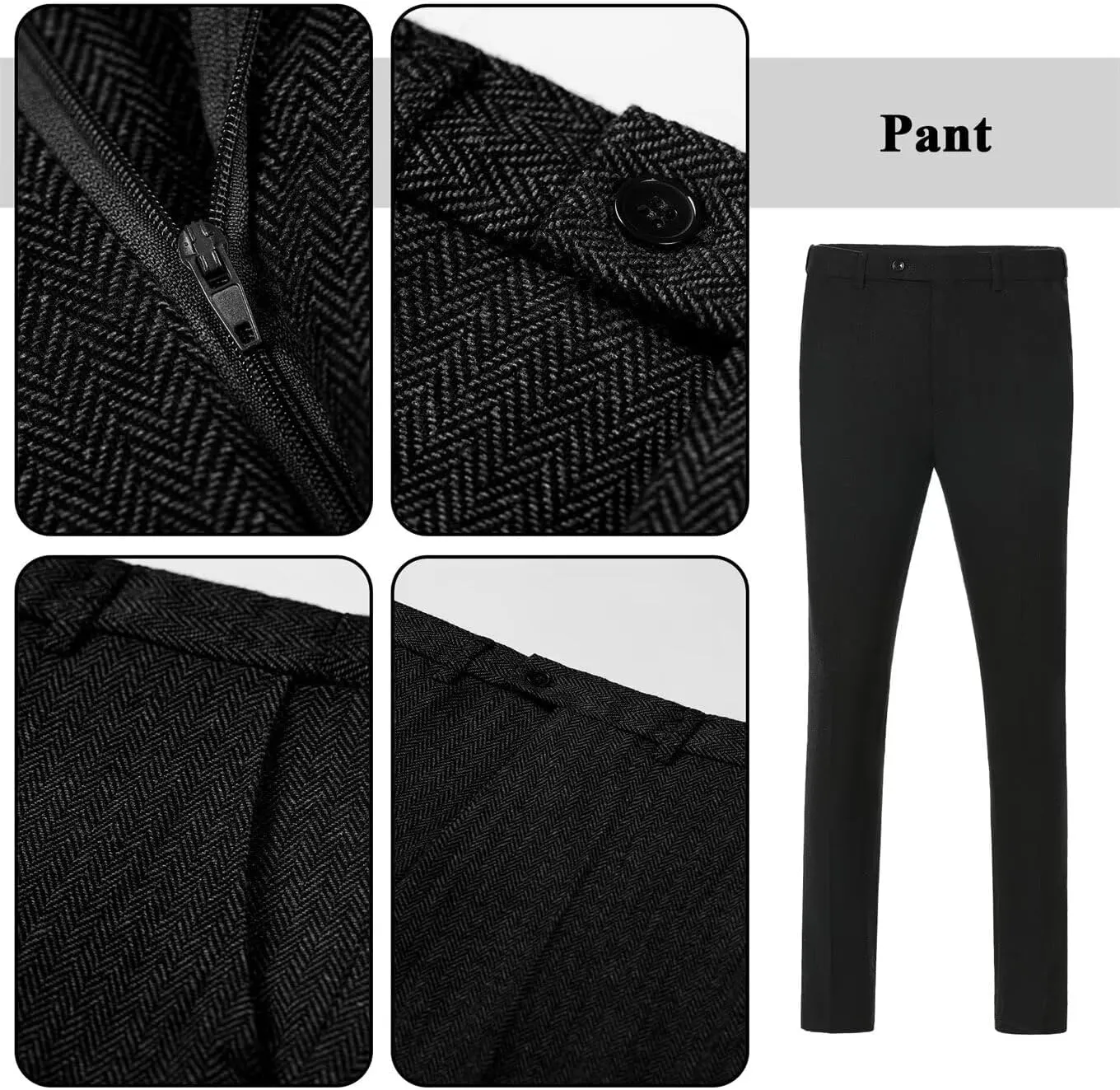 Retro 3 Piece Boys Suit Tweed Herringbone Boy Suits Slim Fit Dress Tuxedos Set Prom Teens Kids Jacket Blazer Vest Pants