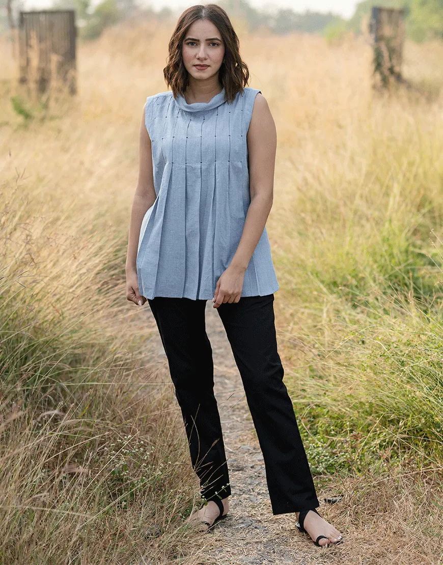 Soft Blue Smock Top