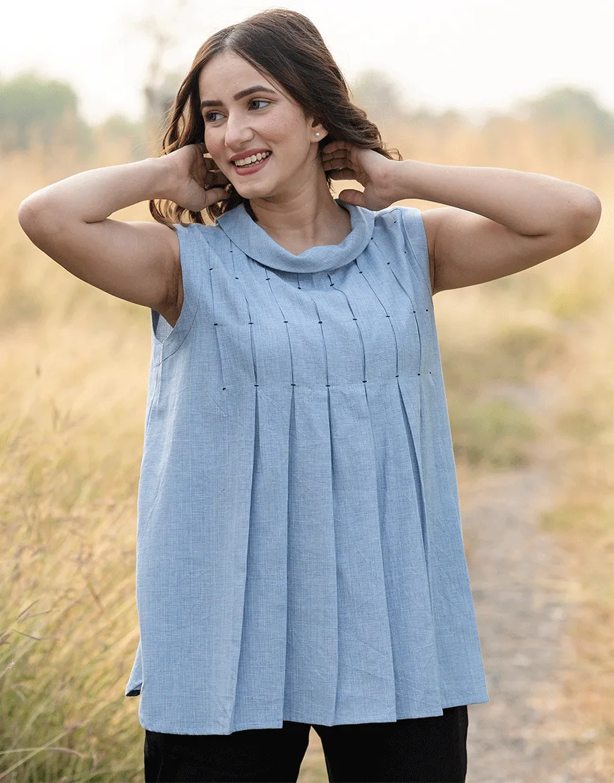 Soft Blue Smock Top