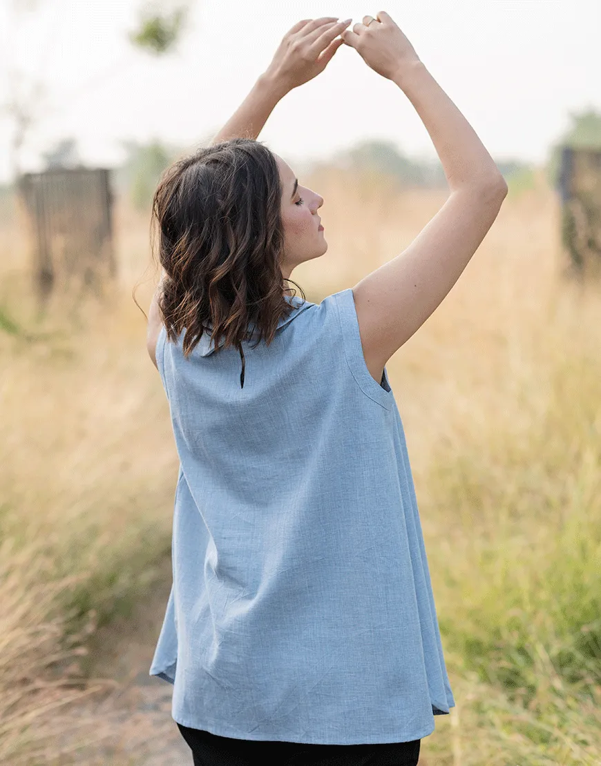 Soft Blue Smock Top