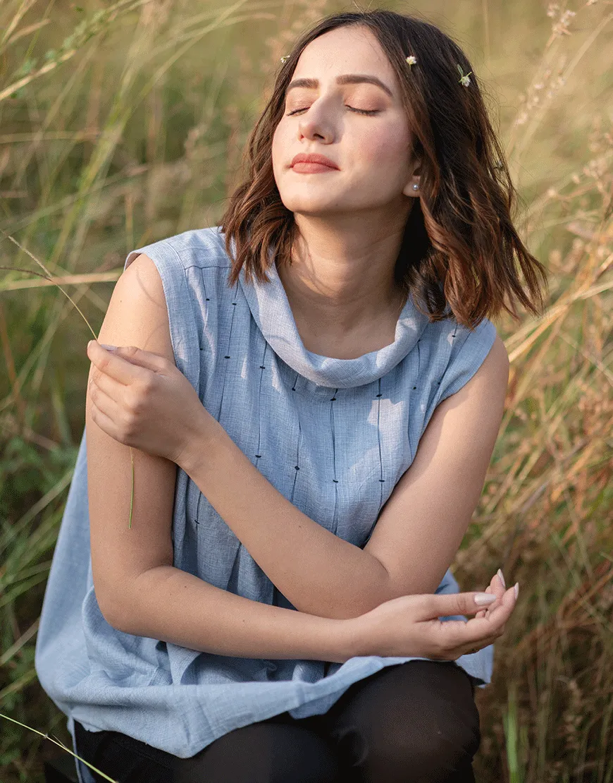 Soft Blue Smock Top
