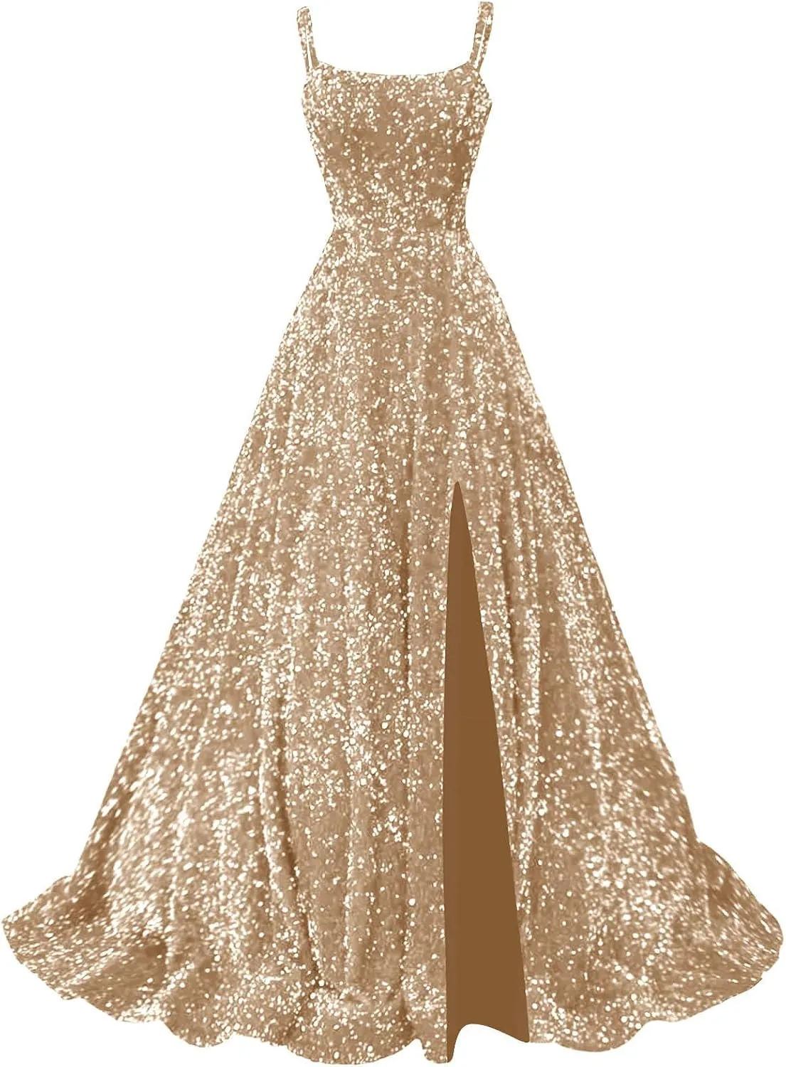 Sparkly Sequin Prom Dresses for Women 2025 Long Ball Gown Spaghetti Straps Formal Evening Gowns with Slit