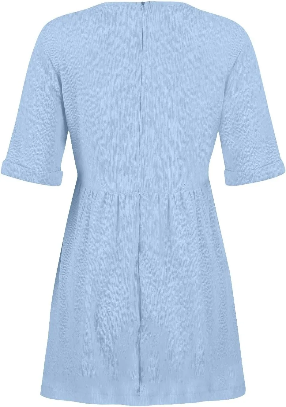 Summer Dress for Women 2024 Trendy Casual V-Neck Short Sleeve Solid Sundress Loose Flowy Beach Dress with Pockets
