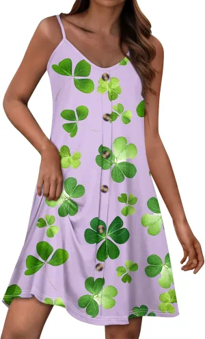 Summer Dresses for Women Plus Size Trendy 2025 Midi Dress Flowy Casual Button Down Swing Tank for Vacation Floral