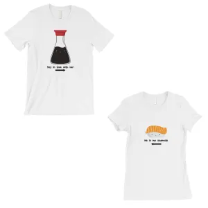 Sushi & Soy Sauce Matching Couple Gift Shirts White For Newlyweds