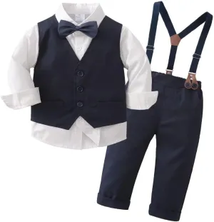 Tiepant Boys 3-Piece Vest Suits Long Sleeve Gentleman Outfits Set for Toddler