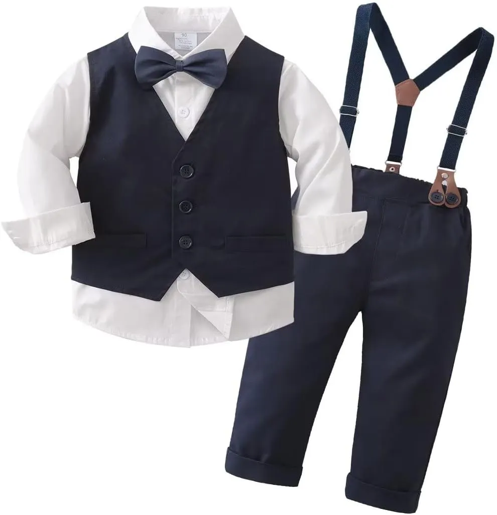 Tiepant Boys 3-Piece Vest Suits Long Sleeve Gentleman Outfits Set for Toddler