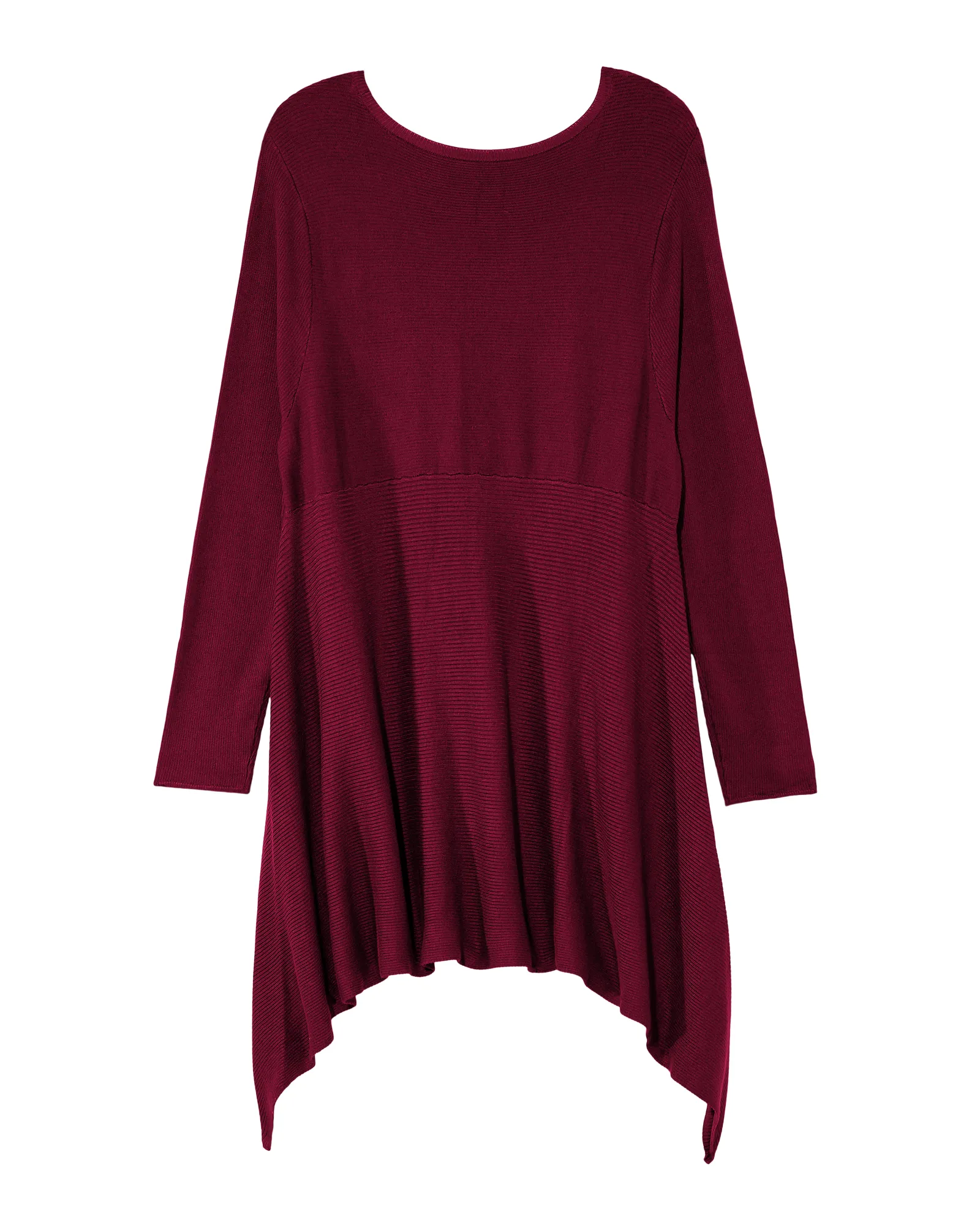 Trixie Ribbed High-Low Sweater | Burgundy