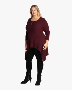 Trixie Ribbed High-Low Sweater | Burgundy