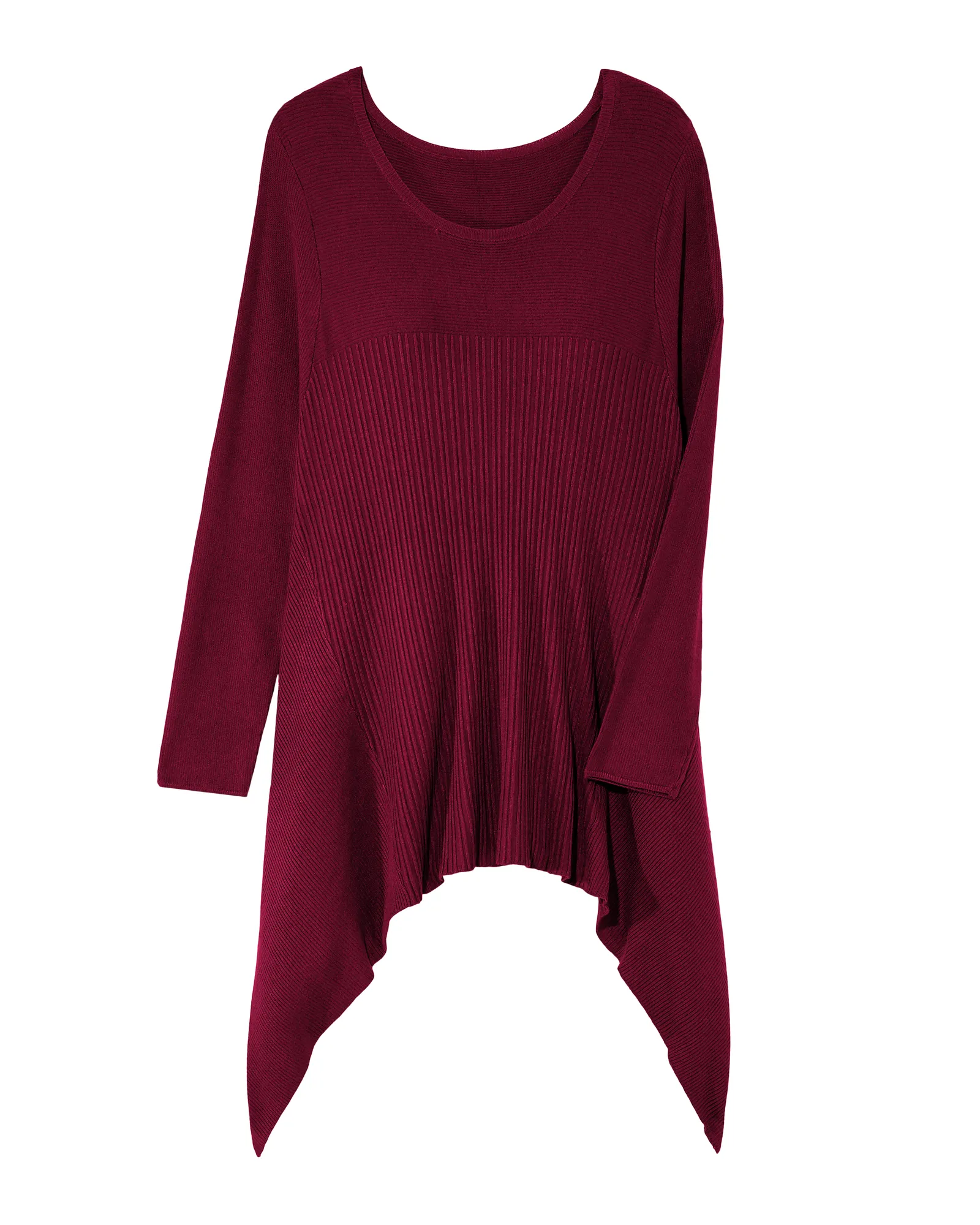 Trixie Ribbed High-Low Sweater | Burgundy