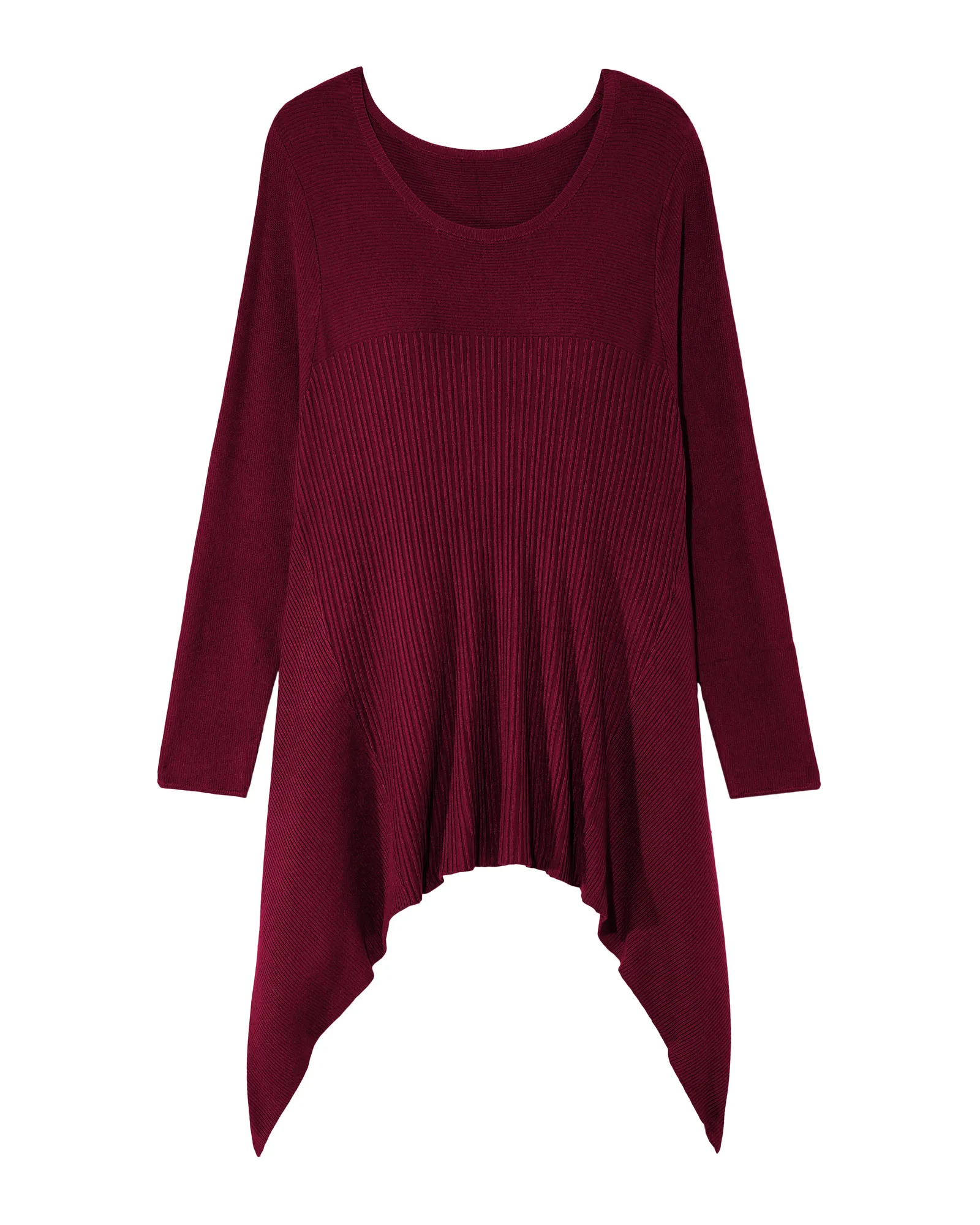 Trixie Ribbed High-Low Sweater | Burgundy