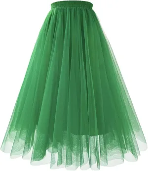 Tulle Skirts for Women Lightweight Mesh Casual Fashion Skirt High Waisted Elastic Party Skirts Puff Dance Skirt