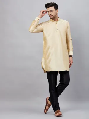 VASTRAMAY Men's Gold Silk Kurta Set