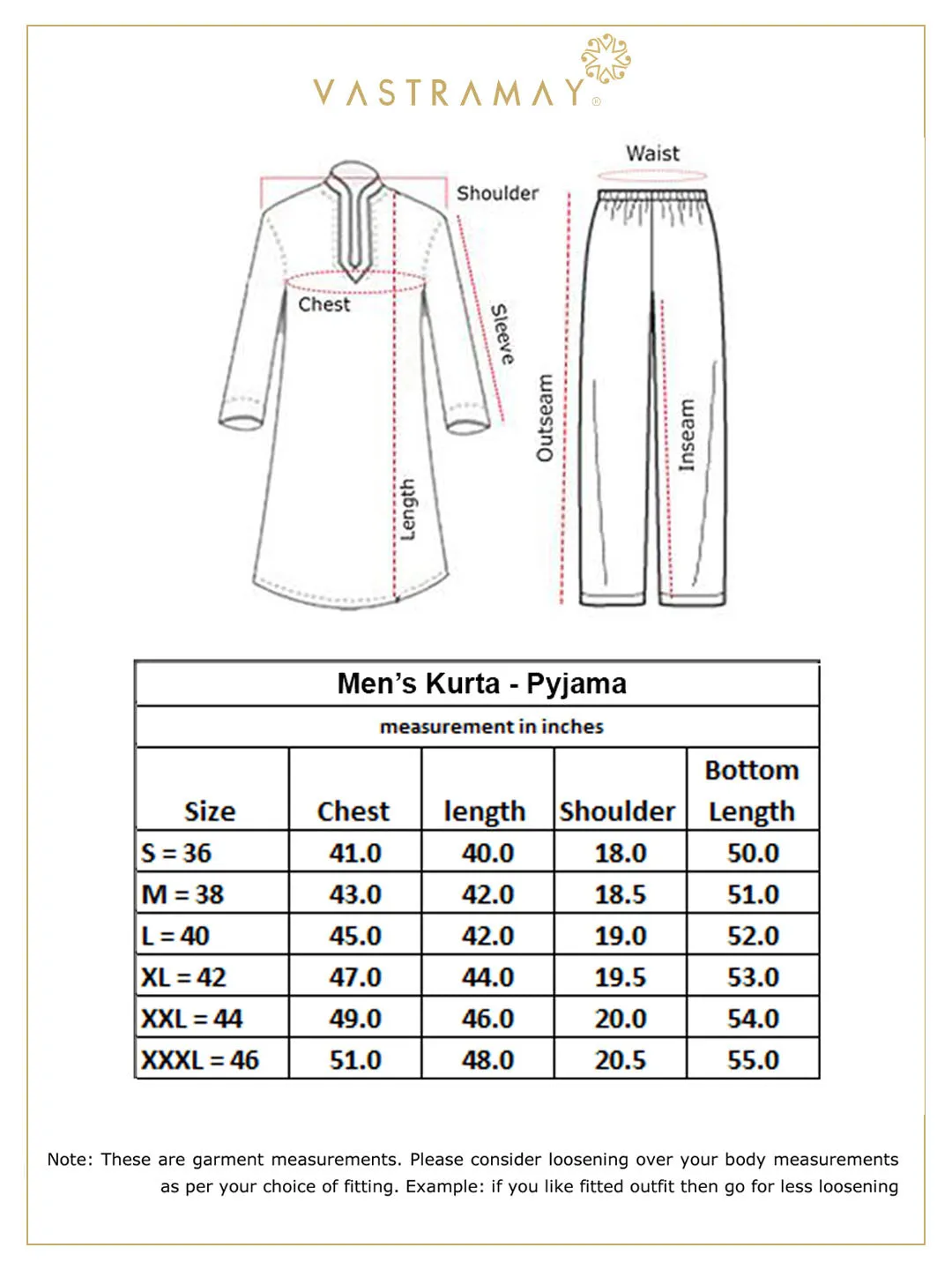 VASTRAMAY Men's Gold Zari Kurta Set