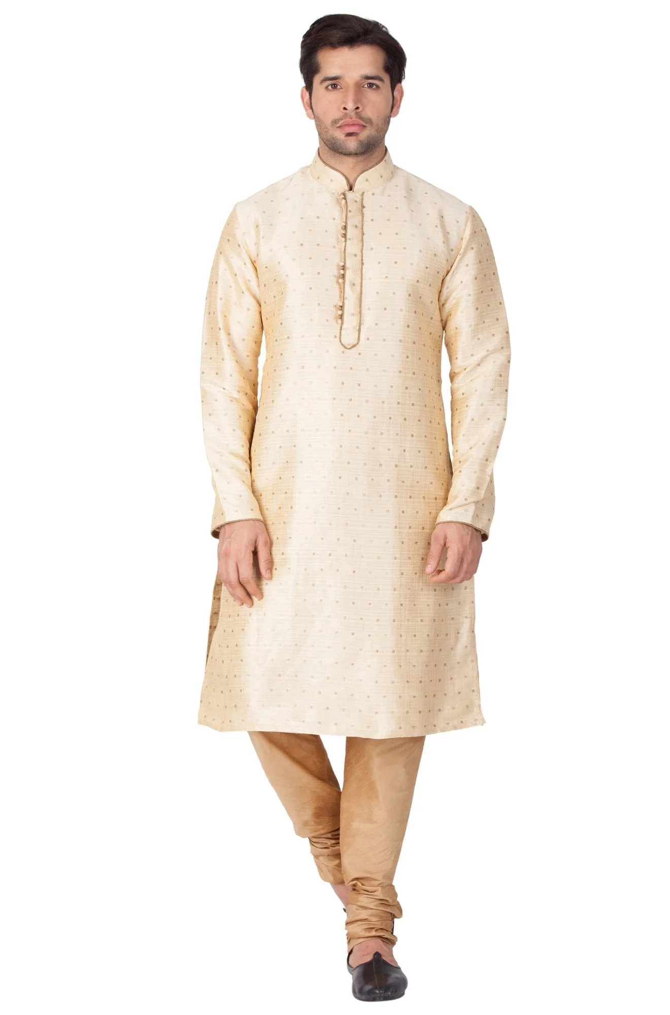 VASTRAMAY Men's Gold Zari Kurta Set